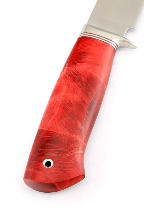 Нож Беркут сталь К340 рукоять мельхиор, карельская береза красная 