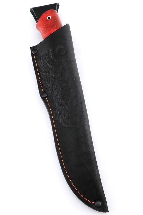 Нож Беркут сталь К340 рукоять мельхиор, карельская береза красная 