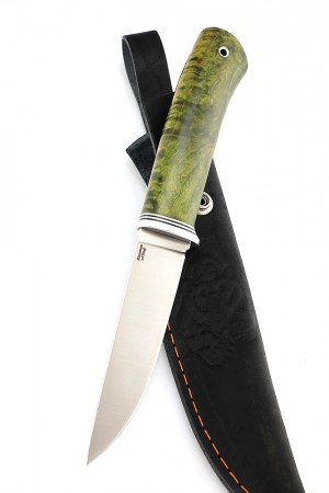 Нож Оскал сталь кованая х12мф рукоять стабилизированная карельская береза зеленая