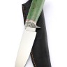 Нож Беркут сталь К340 рукоять мельхиор, карельская береза зеленая 