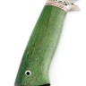 Нож Беркут сталь К340 рукоять мельхиор, карельская береза зеленая 
