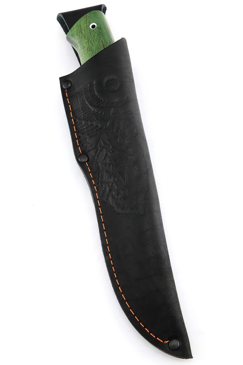 Нож Беркут сталь К340 рукоять мельхиор, карельская береза зеленая 