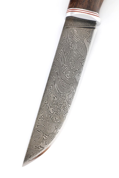 Нож Путник сталь дамаск рукоять карельская береза коричневая 