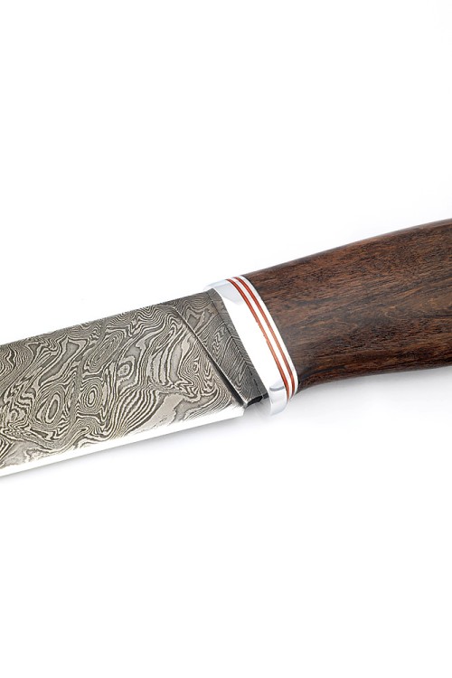 Нож Путник сталь дамаск рукоять карельская береза коричневая 