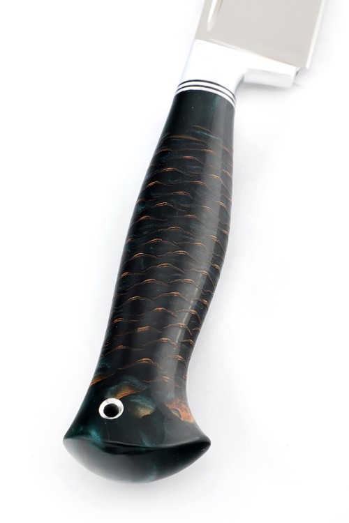 Нож Узбек-2 сталь кованая х12мф рукоять шишка в акриле черная 