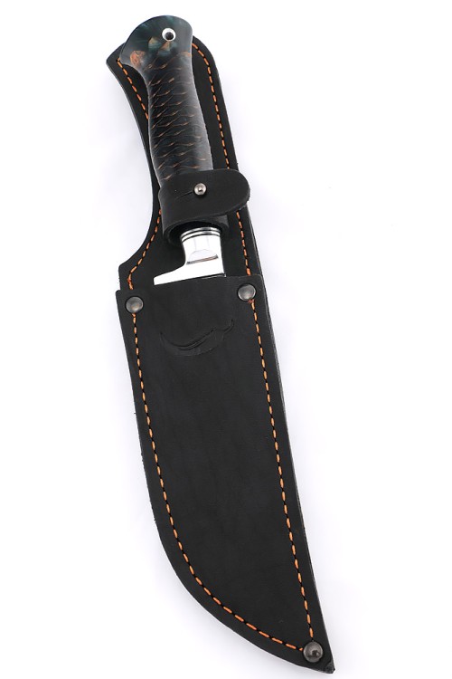 Нож Узбек-2 сталь кованая х12мф рукоять шишка в акриле черная 