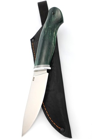 Нож Елец сталь К340 рукоять карельская береза зеленая