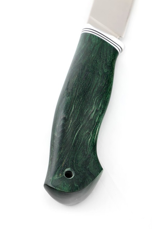 Нож Елец сталь К340 рукоять карельская береза зеленая 