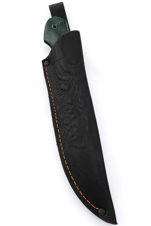 Нож Елец сталь К340 рукоять карельская береза зеленая 