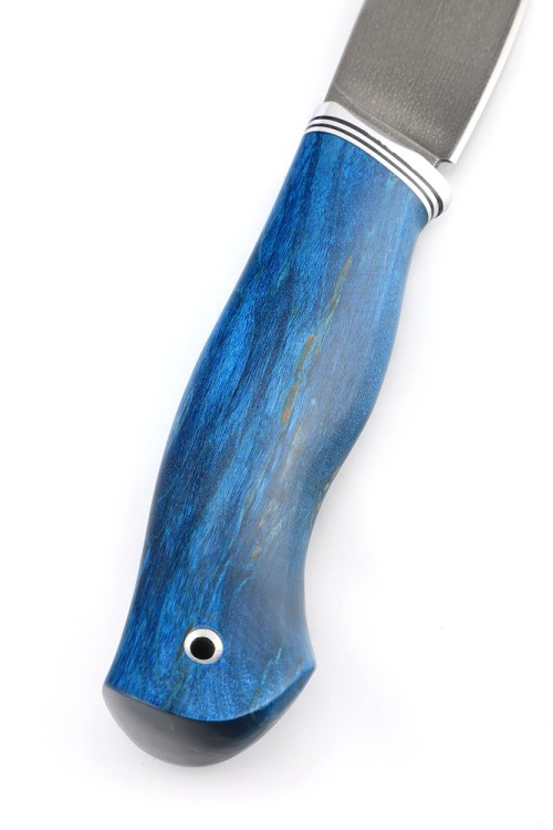 Нож Елец сталь ХВ5 рукоять карельская береза синяя 