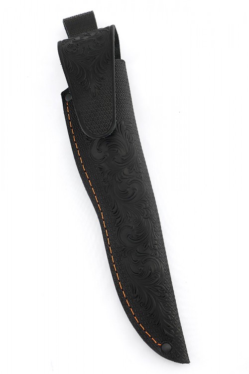 Нож Берсерк дамаск ламинированный вставка зуб мамонта карельская береза коричневая 