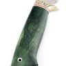 Нож Беркут сталь К340 рукоять мельхиор, кап клена зеленый 