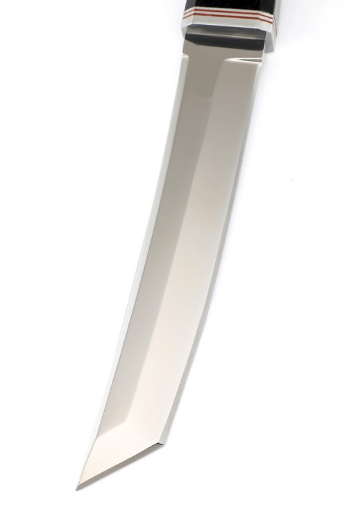 Нож Танто большой сталь кованая 95Х18 рукоять черный граб 