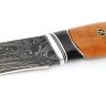 Нож Барс 9ХС ламинированная дамаск с никелем фигурные долы-камень, рукоять черный граб, карельская береза, авторский пин 