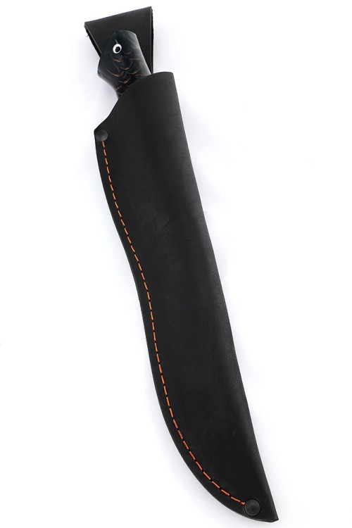 Нож Филейный средний сталь кованая Х12МФ рукоять шишка в акриле черная 