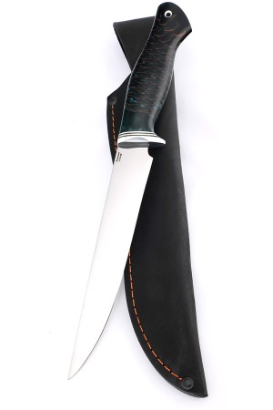 Нож Филейный средний сталь кованая Х12МФ рукоять шишка в акриле черная