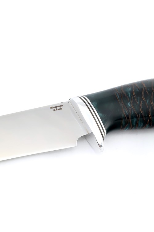 Нож Филейный средний сталь кованая Х12МФ рукоять шишка в акриле черная 