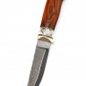 Эксклюзивный нож "Волк" (авторский ламинат - сердечник Vanadis8, больстер серебро, вставка клык моржа, скримшоу, железное дерево) 