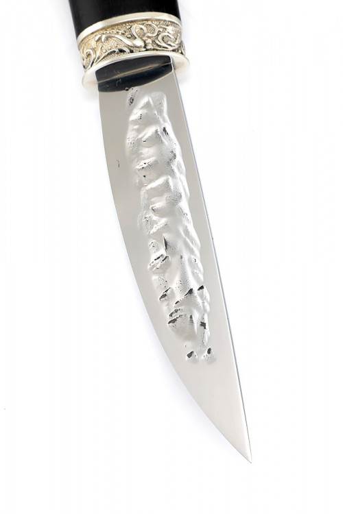 Нож Северный №1 сталь Х12МФ кованый дол рукоять черный граб с мельхиором 