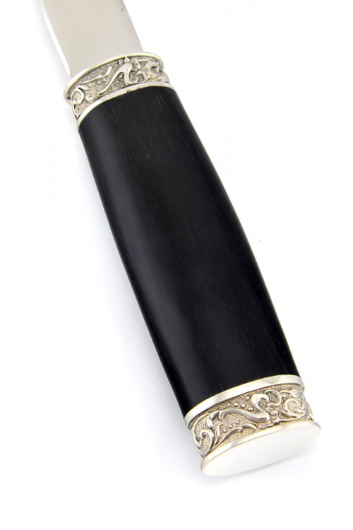 Нож Северный №1 сталь Х12МФ кованый дол рукоять черный граб с мельхиором 