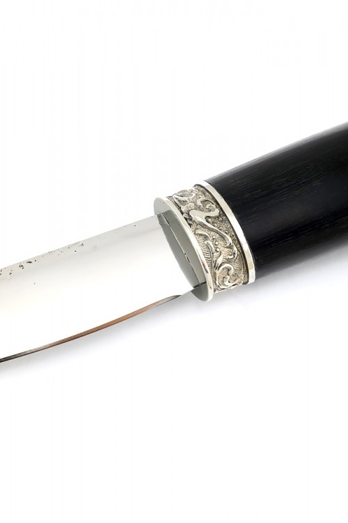 Нож Северный №1 сталь Х12МФ кованый дол рукоять черный граб с мельхиором 