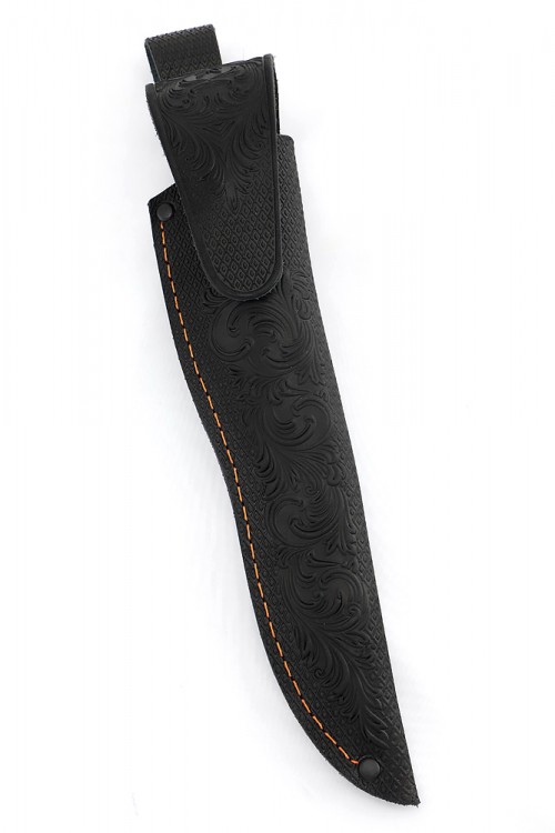 Нож Осетр сталь дамаск ламинированный рукоять вставка черный граб кап клена зеленый 