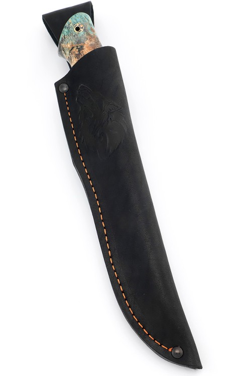 Нож Путник сталь дамаск-долы рукоять стабилизированный кап клена серый 