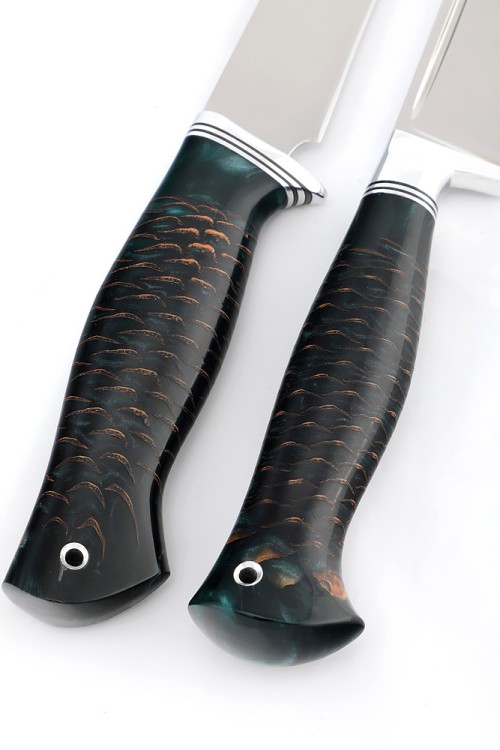 Набор из 2-х ножей сталь кованая Х12МФ рукоять шишка в акриле 