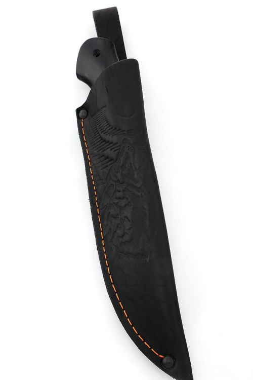 Нож Елец кованая сталь х12мф рукоять вставка акрил синий, черный граб 