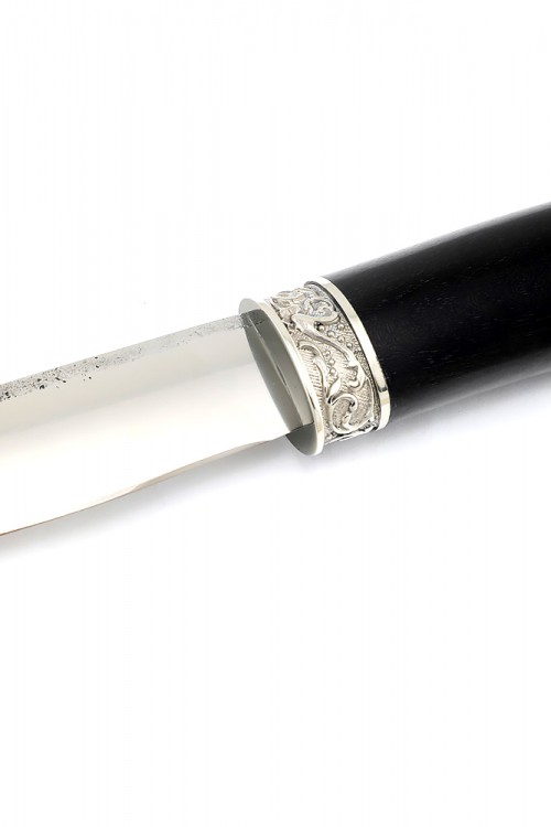 Нож Северный №5 сталь Х12МФ кованый дол рукоять черный граб с мельхиором 