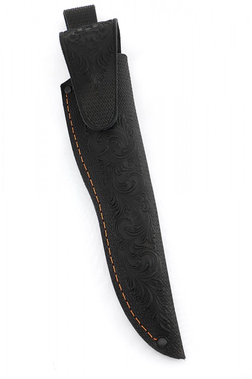 Нож Разделочный сталь дамаск ламинированный рукоять вставка акрил кап клена оранжевый 