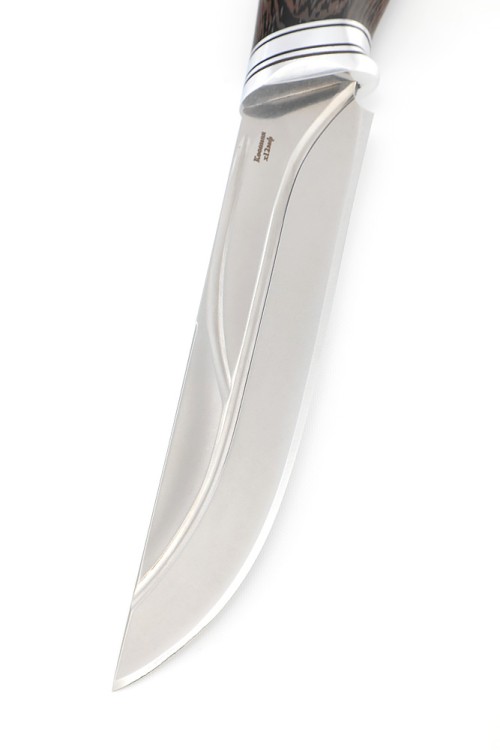 Нож Бекас сталь кованая Х12МФ, фигурные долы, рукоять венге 