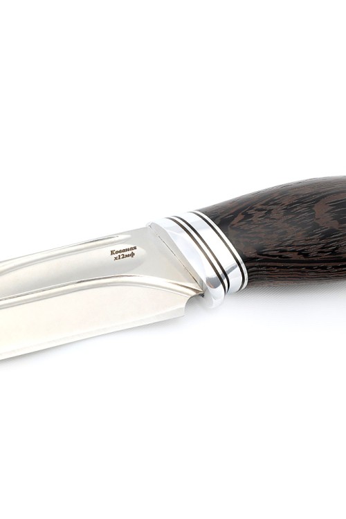 Нож Бекас сталь кованая Х12МФ, фигурные долы, рукоять венге 