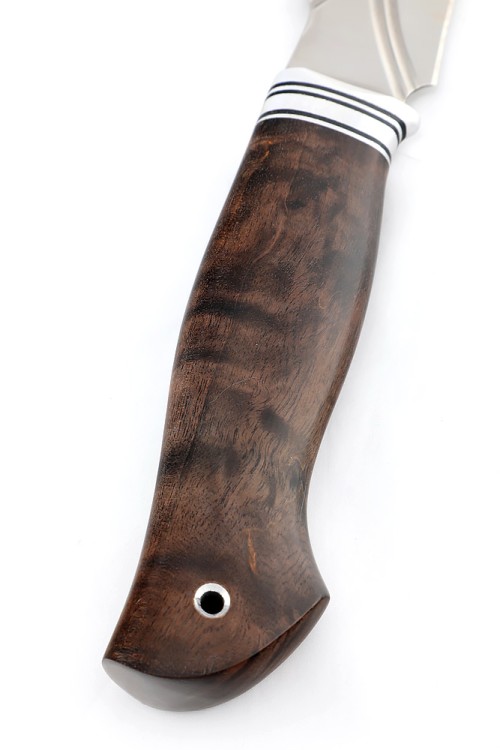 Нож Хищник кованая сталь х12мф долы-камень рукоять карельская береза коричневая, ФОРМОВАННЫЕ НОЖНЫ 