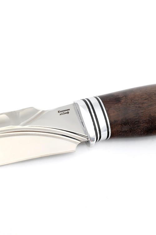 Нож Хищник кованая сталь х12мф долы-камень рукоять карельская береза коричневая, ФОРМОВАННЫЕ НОЖНЫ 