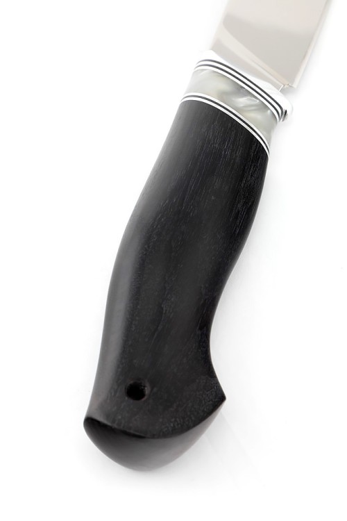 Нож Елец кованая сталь х12мф рукоять вставка акрил белый, черный граб 