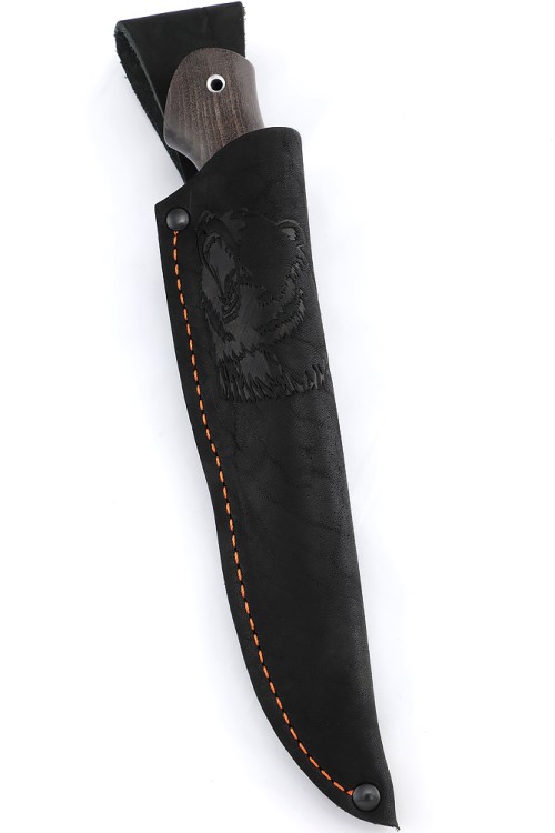 Нож Пеленгас сталь кованая х12мф рукоять вставка акрил синий, карельская береза коричневая 