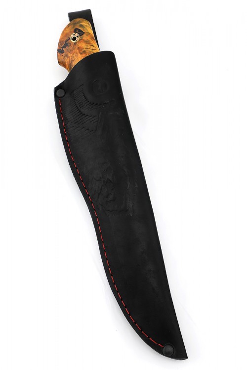 Нож Буран сталь дамаск долы-камень рукоять кап клена 