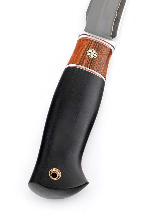 Нож Хищник Ламинат из дамаска с нержавеющей сталью Aus 8 айронвуд мозаичный пин черный граб 