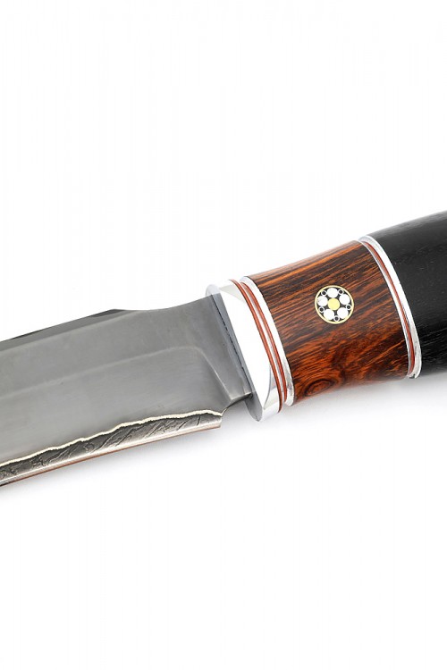 Нож Хищник Ламинат из дамаска с нержавеющей сталью Aus 8 айронвуд мозаичный пин черный граб 