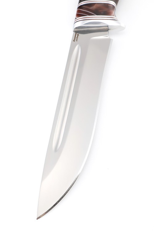 Нож Лось сталь кованая х12мф рукоять вставка акрил коричневый, венге 