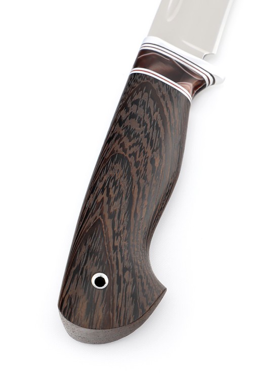 Нож Лось сталь кованая х12мф рукоять вставка акрил коричневый, венге 
