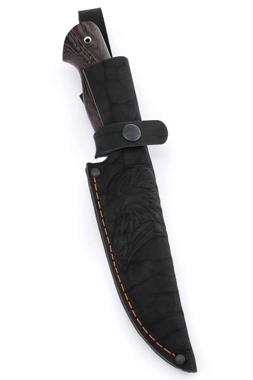 Нож Лось сталь кованая х12мф рукоять вставка акрил коричневый, венге 