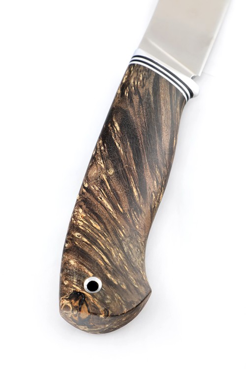 Нож Грибник сталь К340 рукоять кап клена коричневый, ФОРМОВАННЫЕ НОЖНЫ 