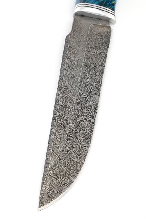 Нож Бурлак сталь дамаск рукоять кап клена синий 