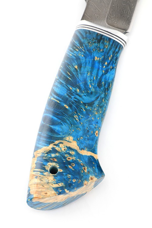 Нож Бурлак сталь дамаск рукоять кап клена синий 