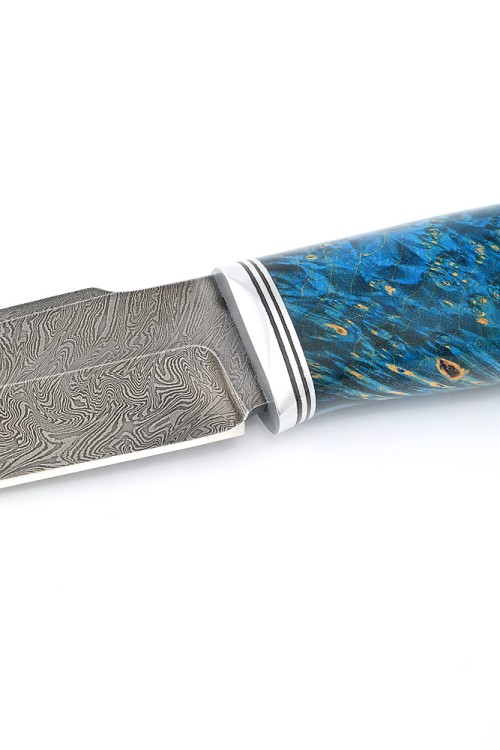 Нож Бурлак сталь дамаск рукоять кап клена синий 