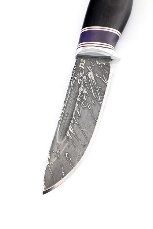 Нож Малыш сталь D2 рукоять вставка акрил фиолетовый, черный граб 