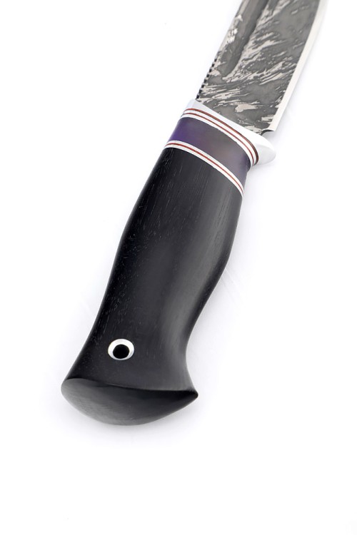 Нож Малыш сталь D2 рукоять вставка акрил фиолетовый, черный граб 