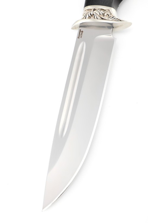 Нож Корсар сталь кованая Х12МФ рукоять мельхиор, черный граб 